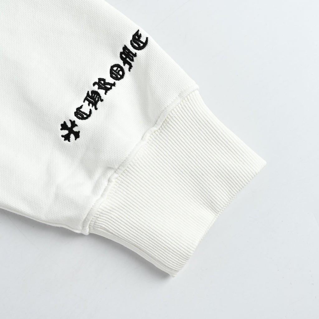 Chrome Hearts Horseshoe Graphic Zip-Up Hoodie in White
