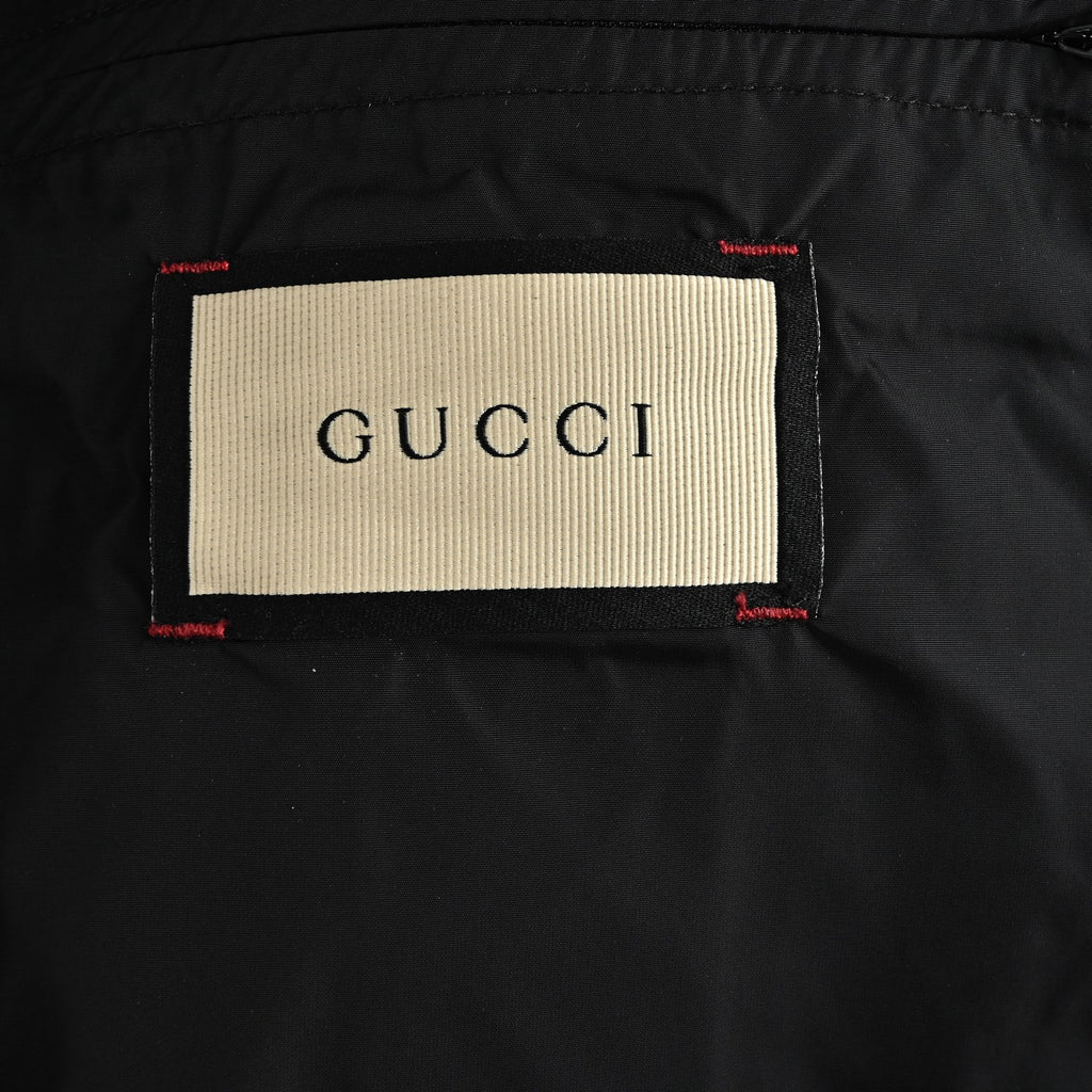 Gucci Jacquard Tape Hooded Down Jacket in Black