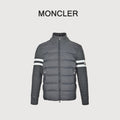 Moncler Double-Stripe Knit and Down Hybrid Jacket in Grey