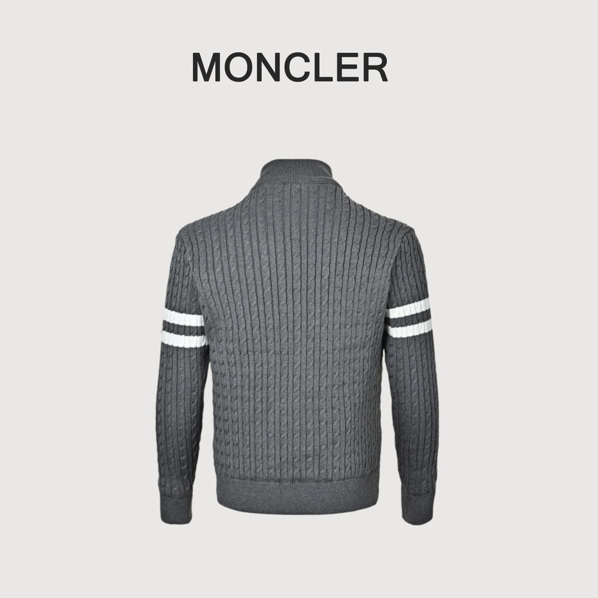 Moncler Double-Stripe Knit and Down Hybrid Jacket in Grey