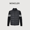 Moncler Double-Stripe Knit and Down Hybrid Jacket in Black