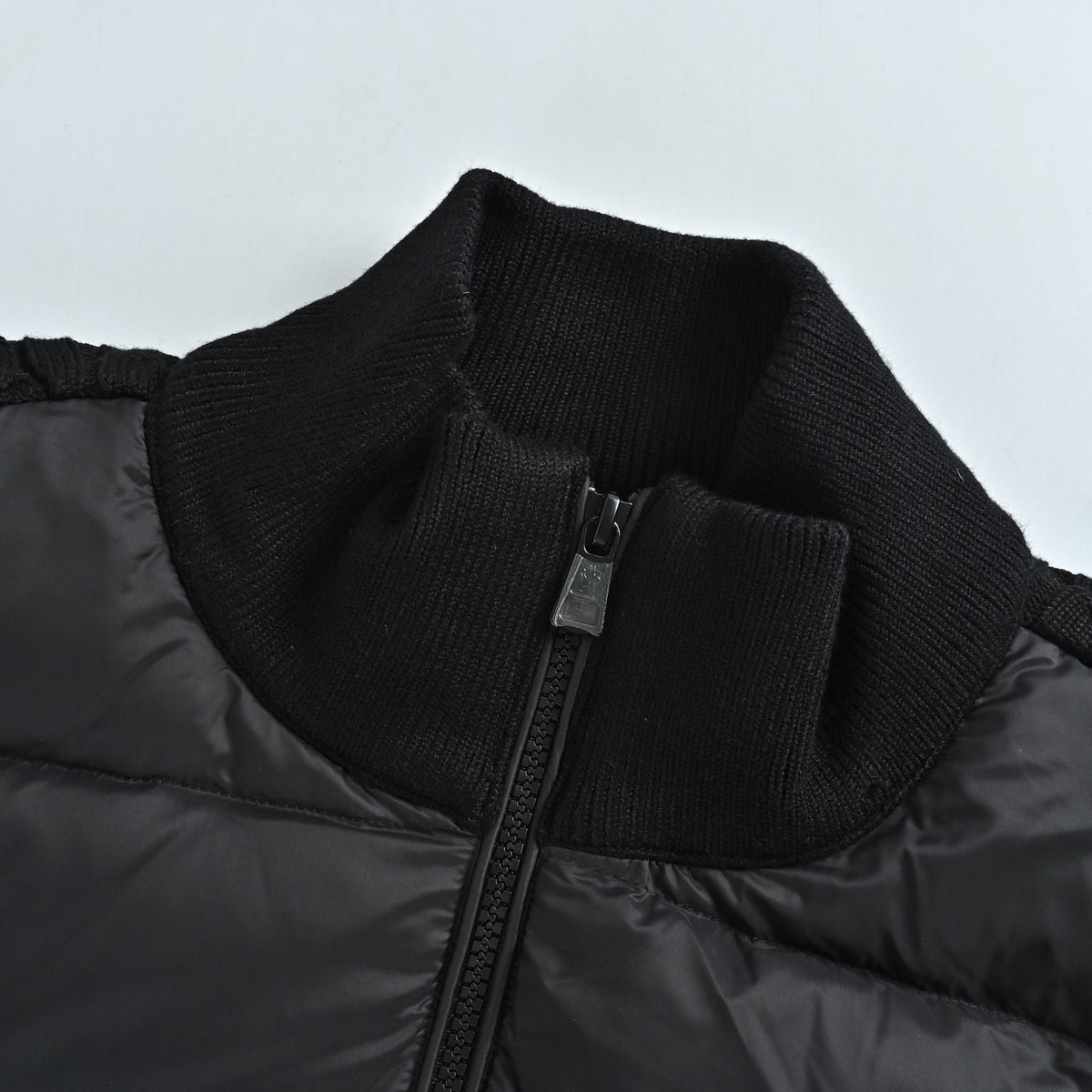 Moncler Double-Stripe Knit and Down Hybrid Jacket in Black