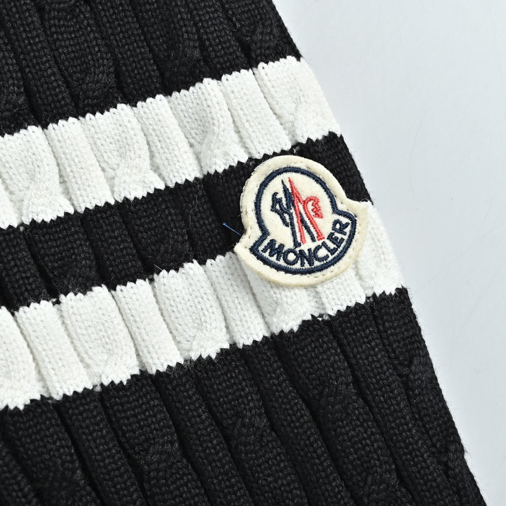 Moncler Double-Stripe Knit and Down Hybrid Jacket in Black