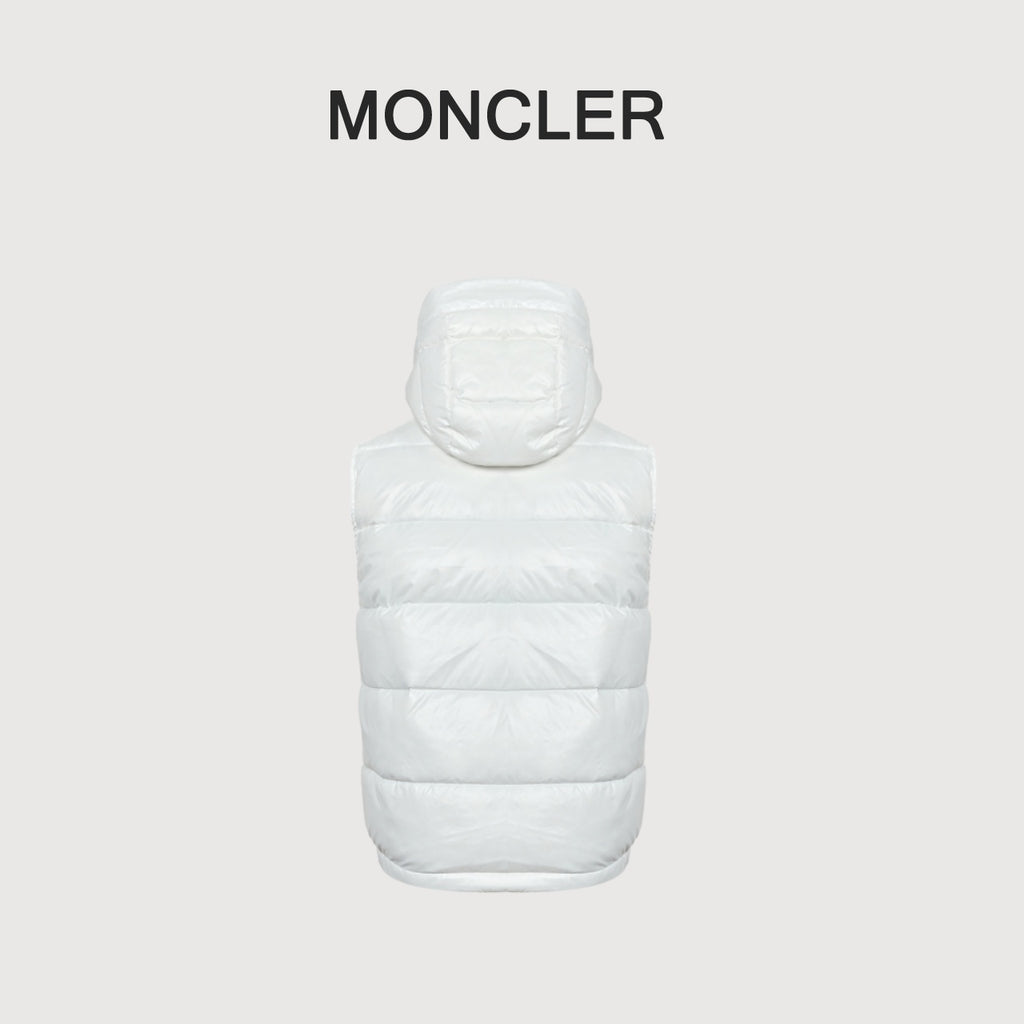 Moncler Classic Hooded Quilted Puffer Vest in White