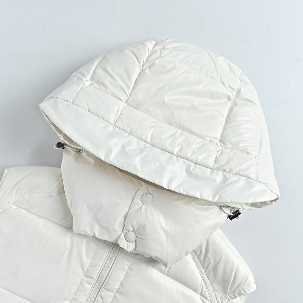 Moncler Classic Hooded Quilted Puffer Vest in White