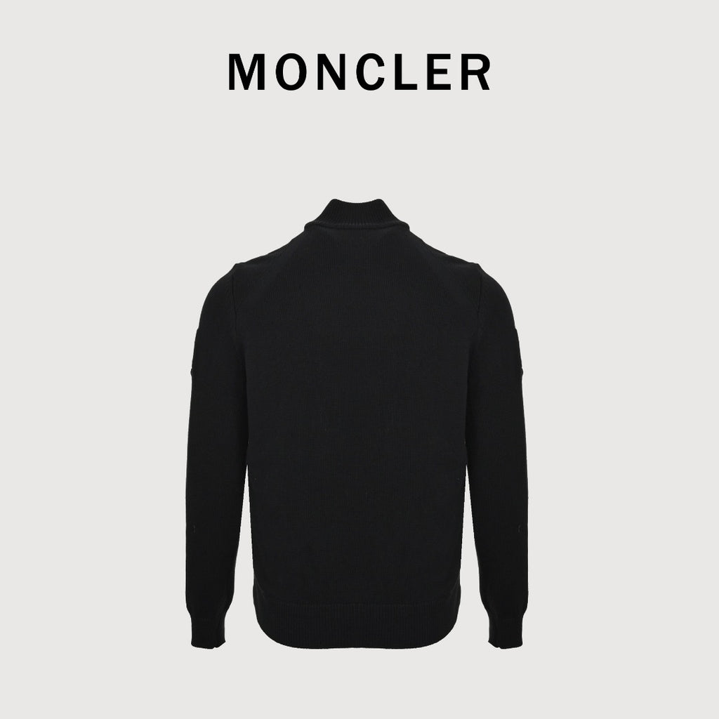 Moncler Knit and Down Hybrid Zip-Up Jacket in Black