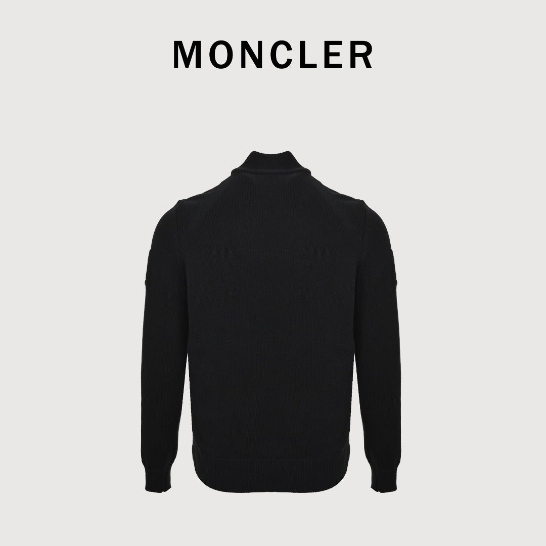 Moncler Knit and Down Hybrid Zip-Up Jacket in Black