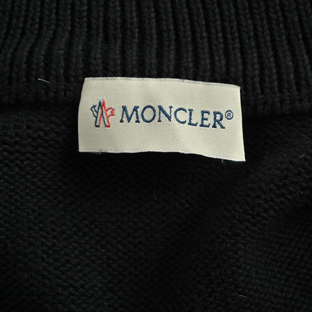Moncler Knit and Down Hybrid Zip-Up Jacket in Black