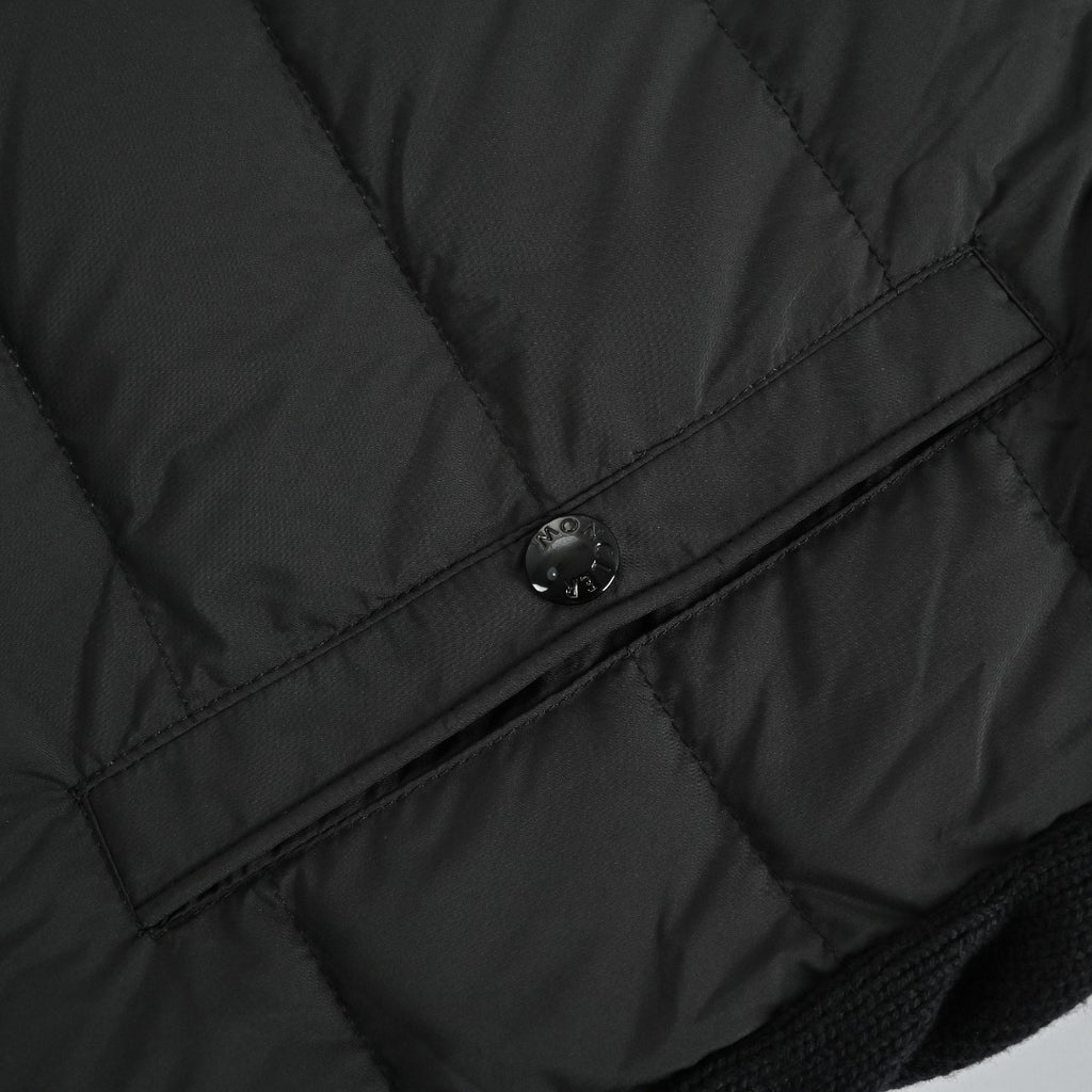 Moncler Knit and Down Hybrid Zip-Up Jacket in Black