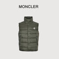 Moncler Classic Stand-Collar Down Vest in Olive Green
