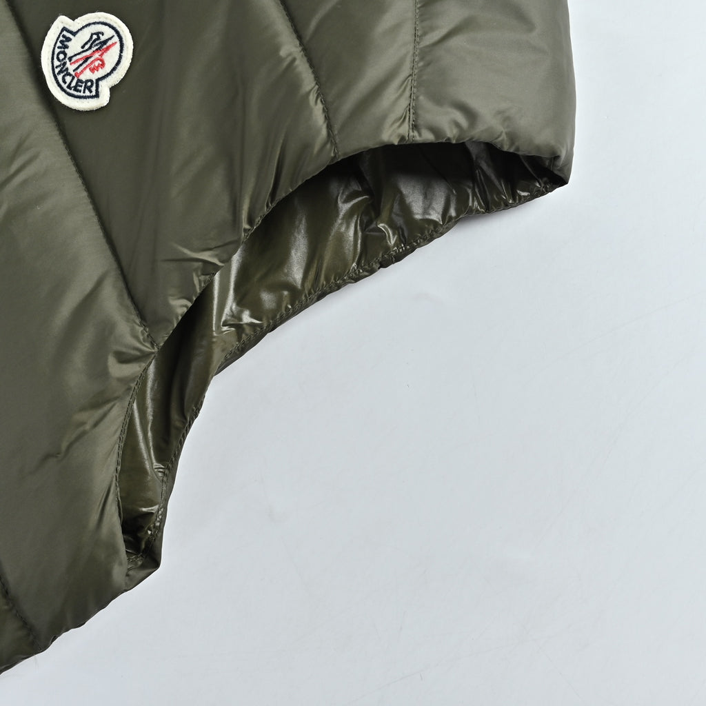 Moncler Classic Stand-Collar Down Vest in Olive Green