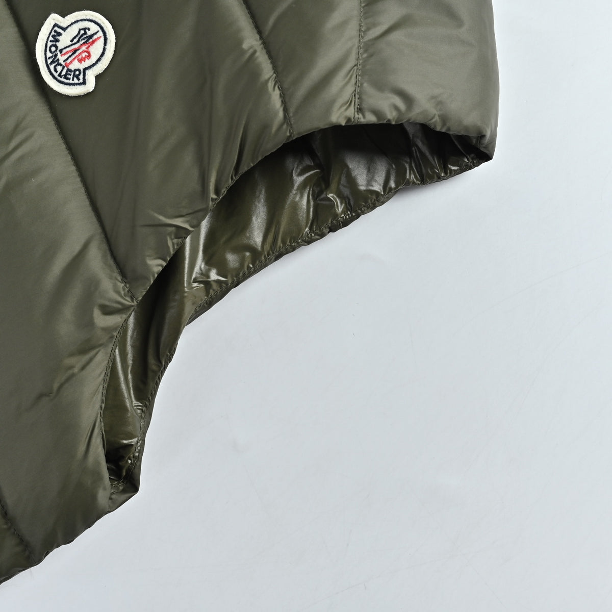 Moncler Classic Stand-Collar Down Vest in Olive Green
