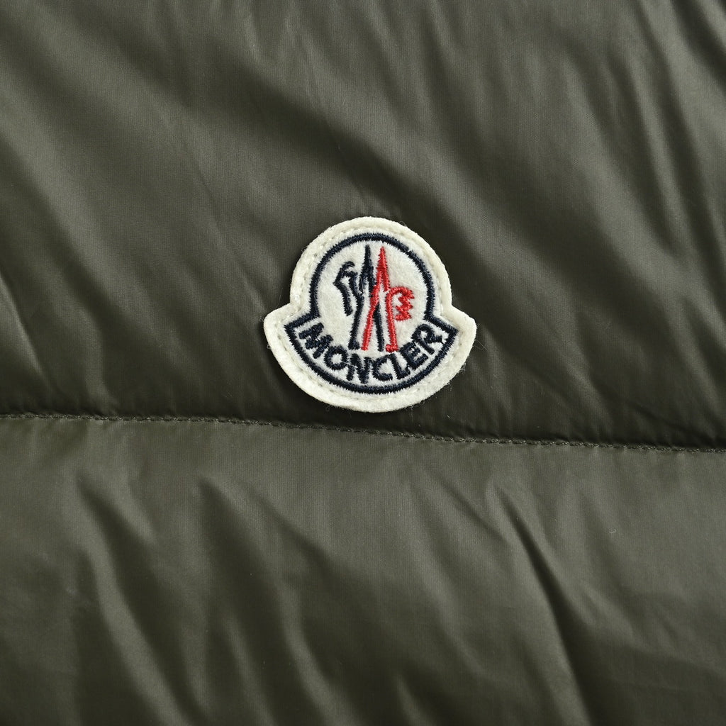 Moncler Classic Stand-Collar Down Vest in Olive Green