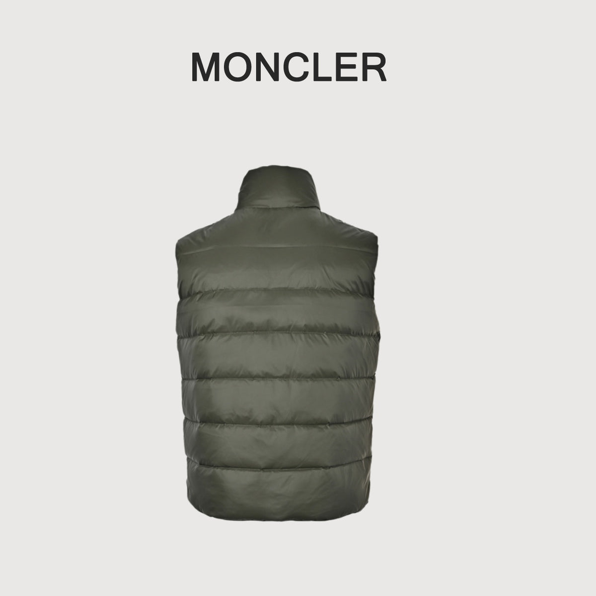 Moncler Classic Stand-Collar Down Vest in Olive Green