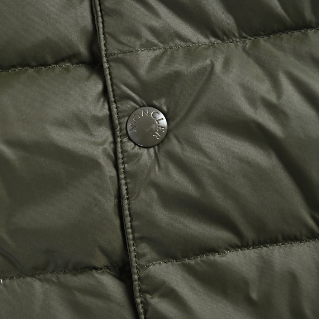 Moncler Classic Stand-Collar Down Vest in Olive Green