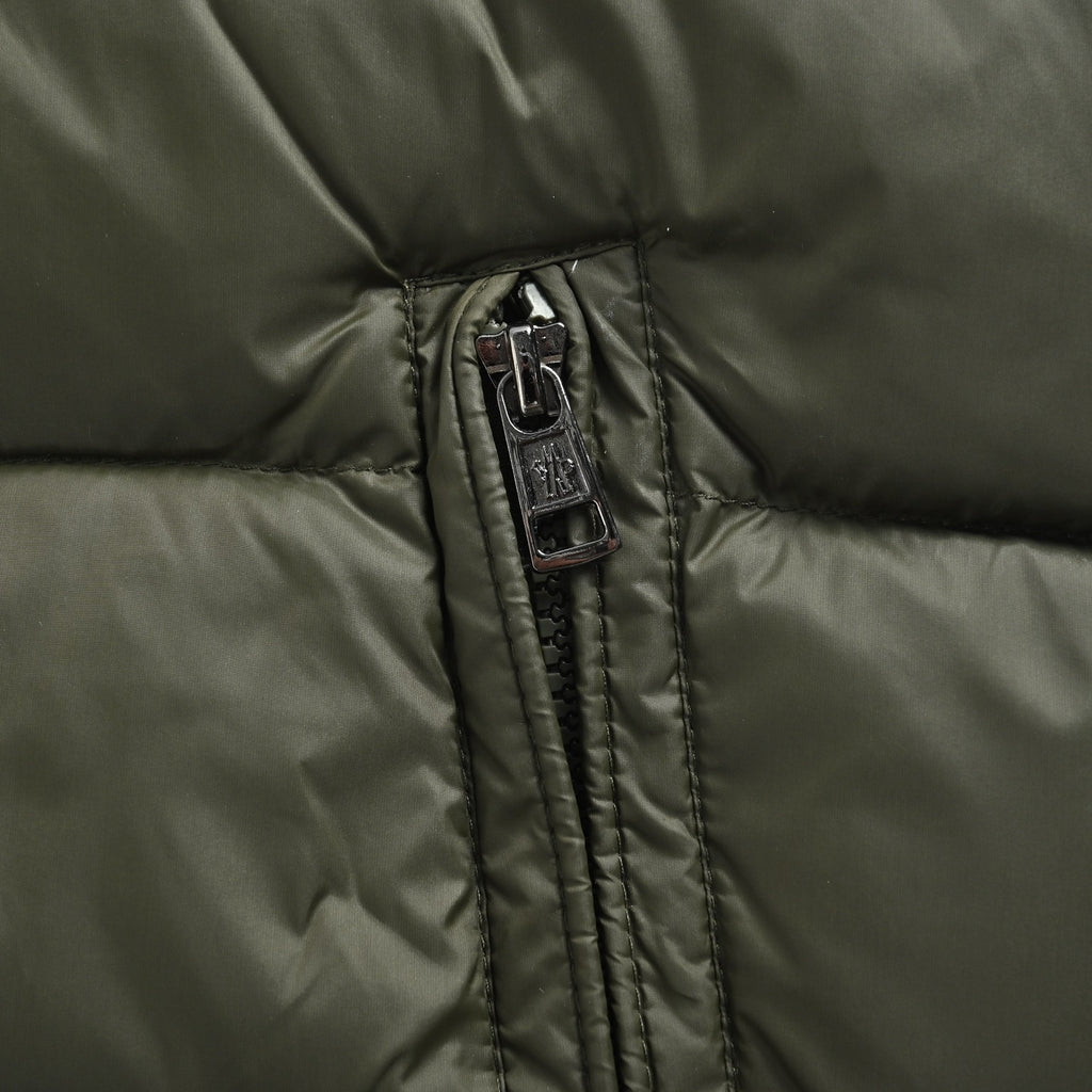 Moncler Classic Stand-Collar Down Vest in Olive Green