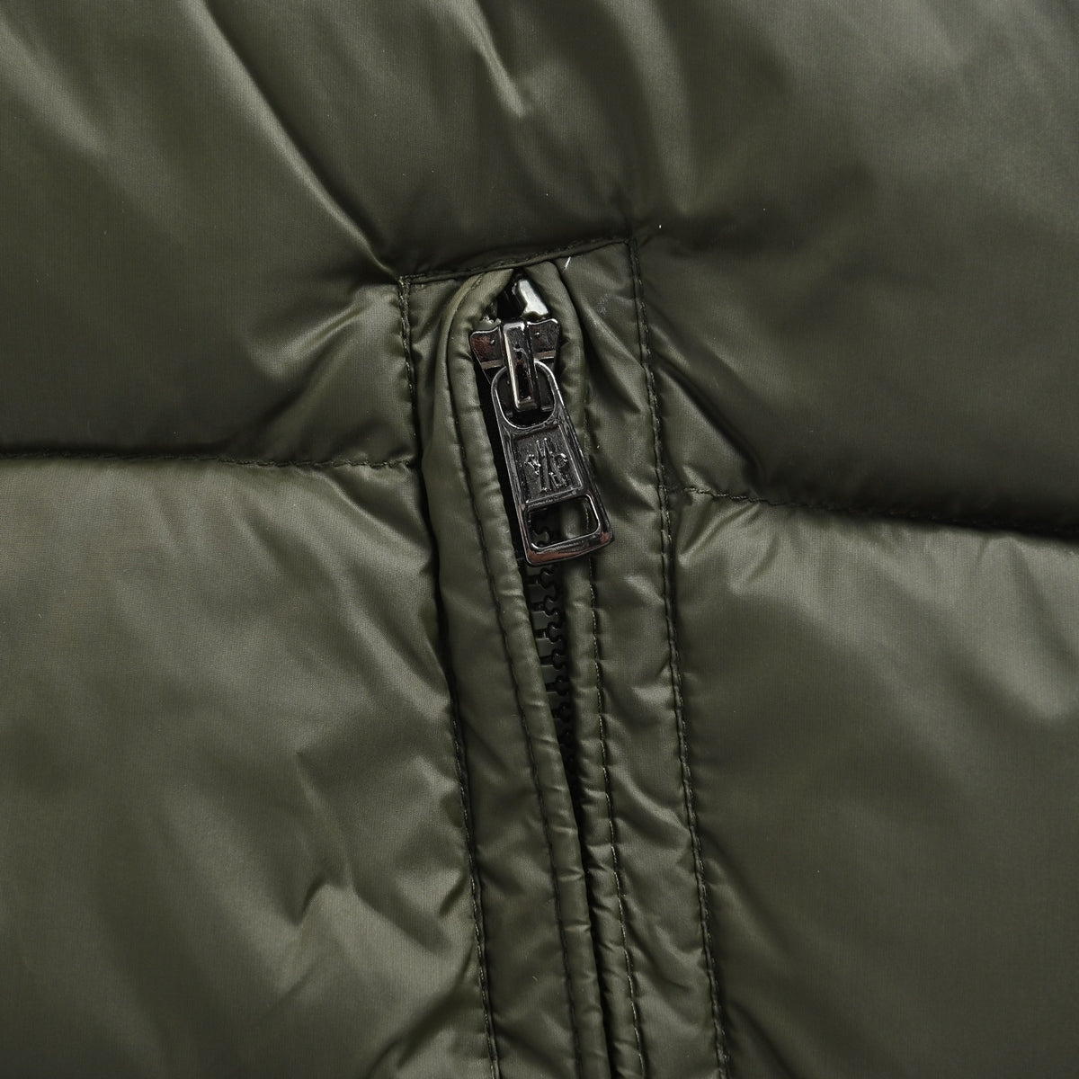 Moncler Classic Stand-Collar Down Vest in Olive Green