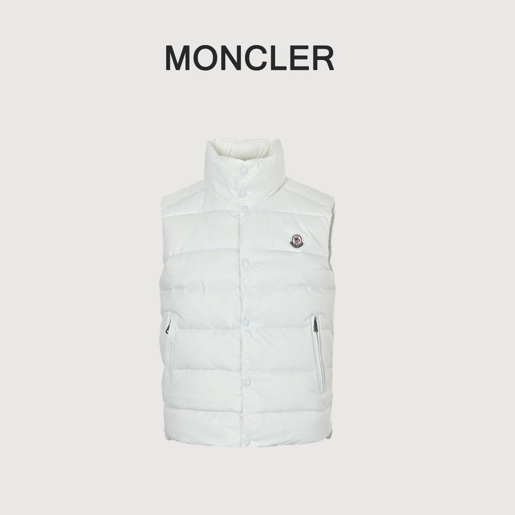 Moncler Classic Stand-Collar Down Vest in White