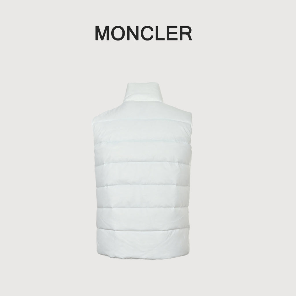 Moncler Classic Stand-Collar Down Vest in White