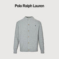 Ralph Lauren Cable-Knit Crewneck Cardigan with Embroidered Logo
