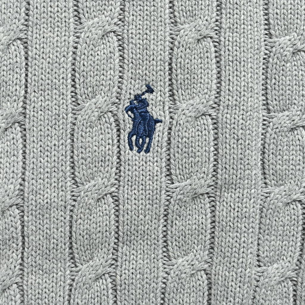 Ralph Lauren Cable-Knit Crewneck Cardigan with Embroidered Logo