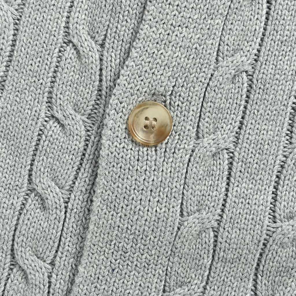 Ralph Lauren Cable-Knit Crewneck Cardigan with Embroidered Logo