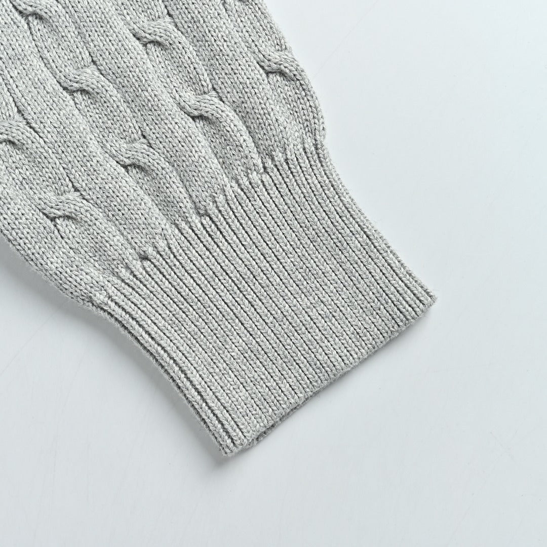 Ralph Lauren Cable-Knit Crewneck Cardigan with Embroidered Logo