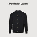 Ralph Lauren Black Cable-Knit Crewneck Cardigan with Embroidered Logo