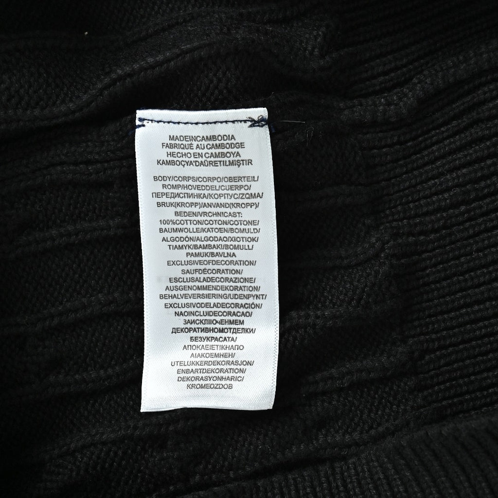Ralph Lauren Black Cable-Knit Crewneck Cardigan with Embroidered Logo