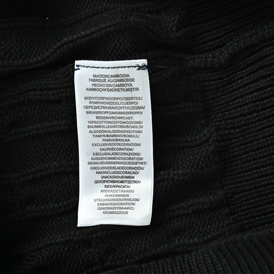 Ralph Lauren Black Cable-Knit Crewneck Cardigan with Embroidered Logo