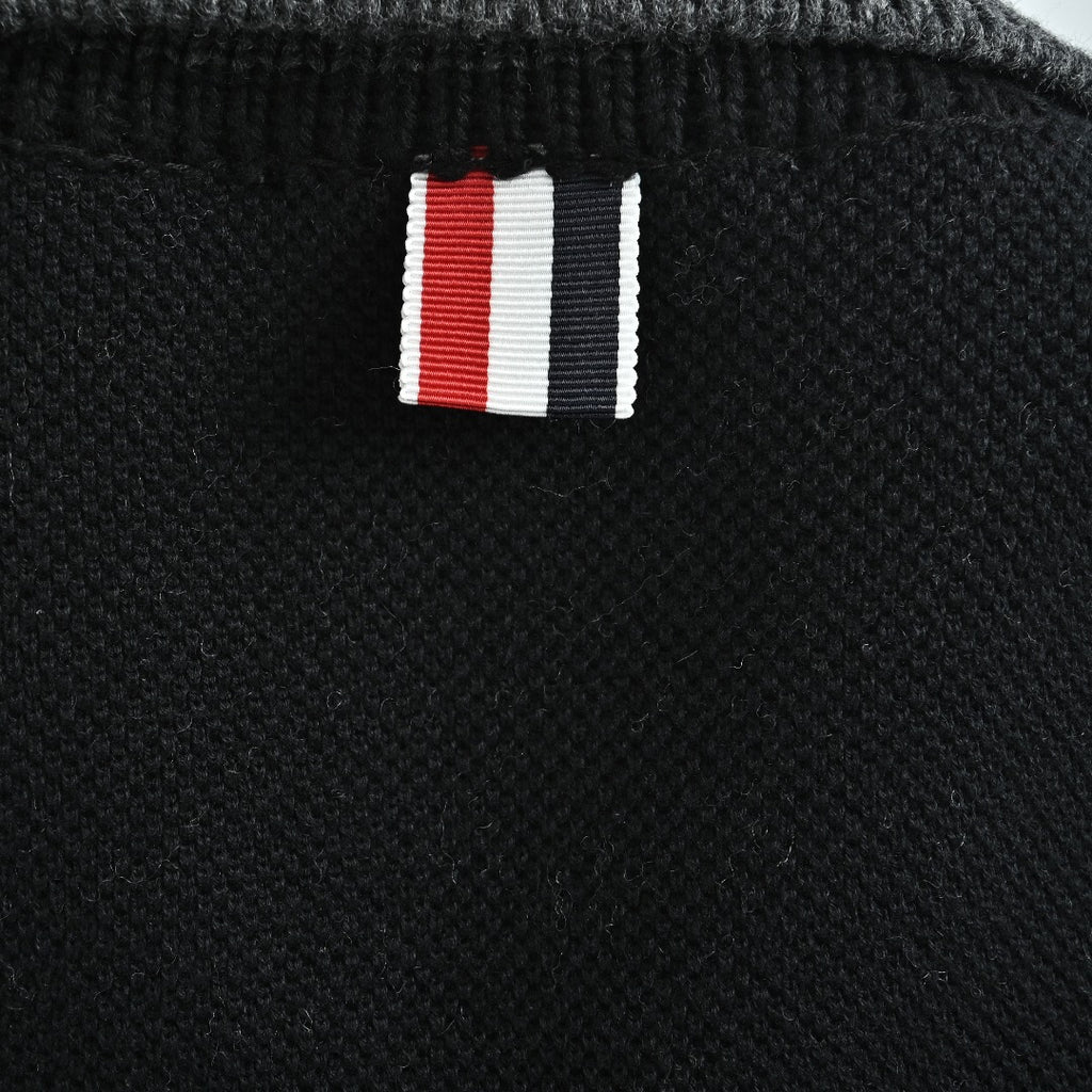 Thom Browne Black Four-Bar Jacket with Contrast Collar