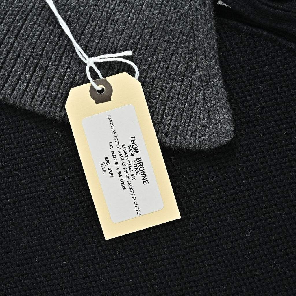 Thom Browne Black Four-Bar Jacket with Contrast Collar