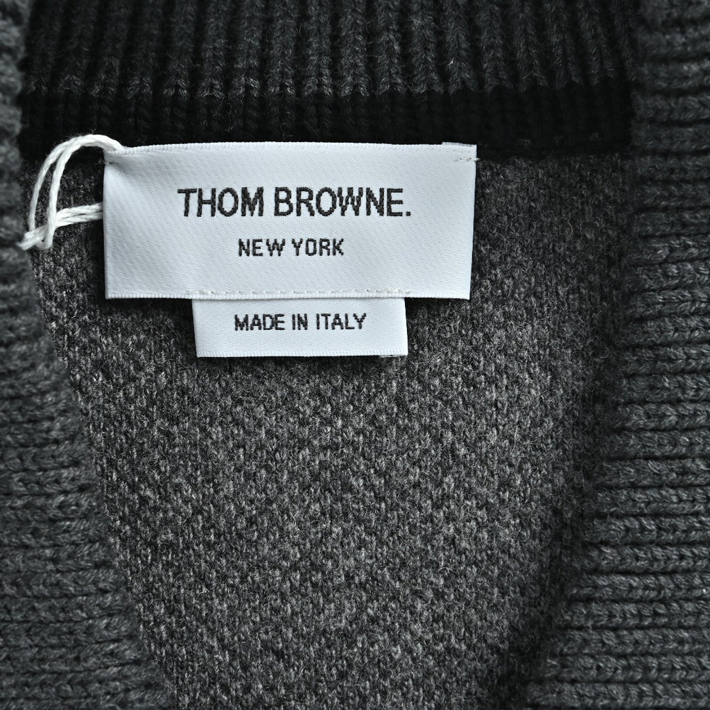 Thom Browne Black Four-Bar Jacket with Contrast Collar