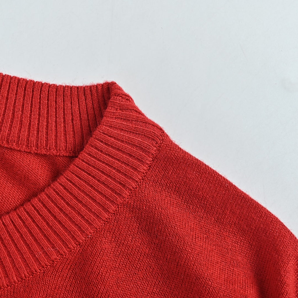 Thom Browne Red Four-Bar Fine Wool Crewneck Sweater