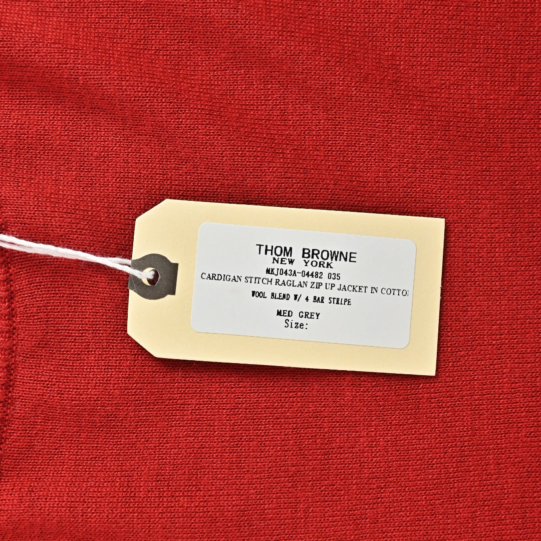 Thom Browne Red Four-Bar Fine Wool Crewneck Sweater