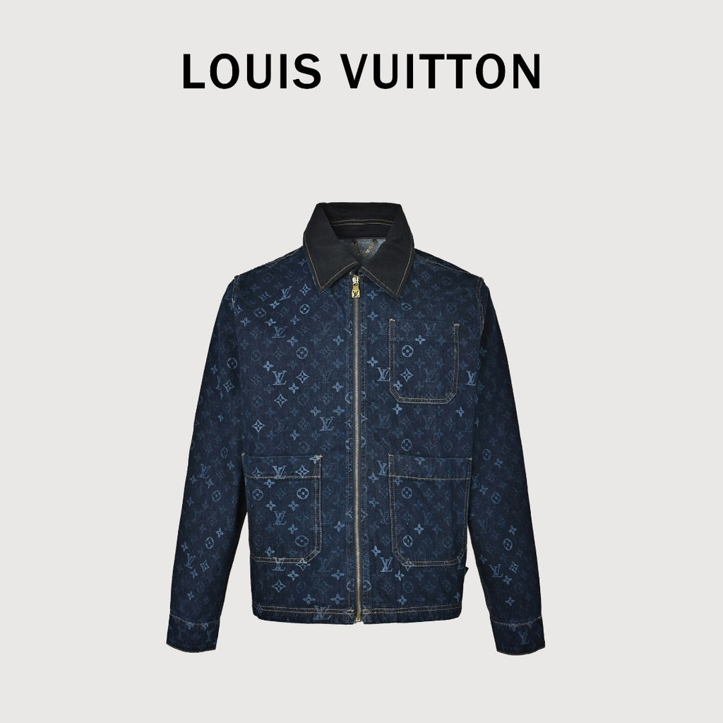 Louis Vuitton Monogram Denim Workwear Zip Jacket in Dark Indigo