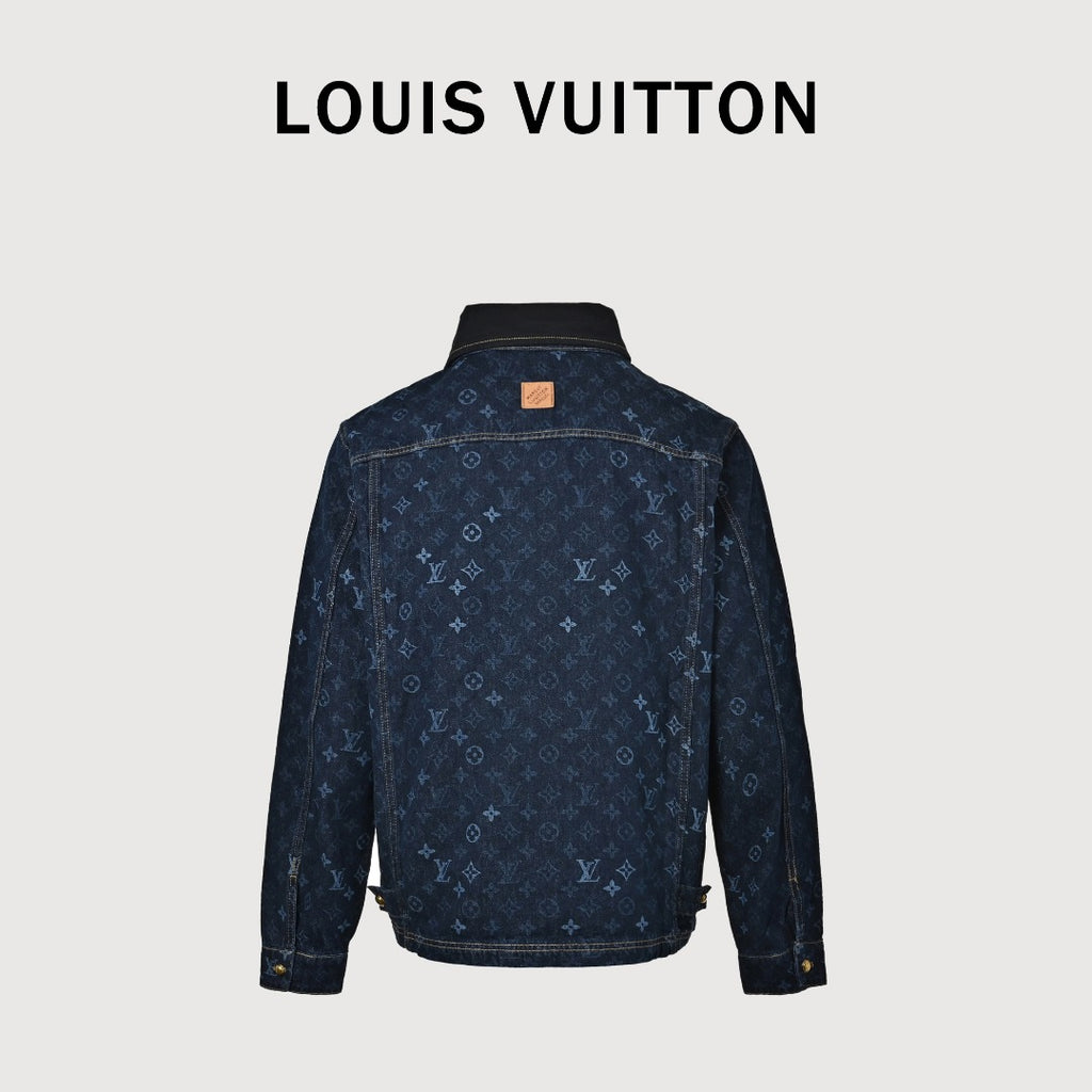 Louis Vuitton Monogram Denim Workwear Zip Jacket in Dark Indigo