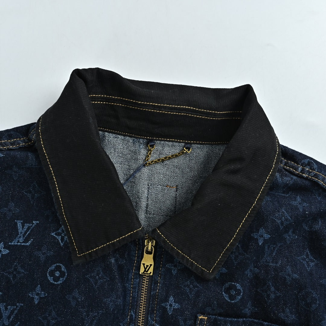 Louis Vuitton Monogram Denim Workwear Zip Jacket in Dark Indigo