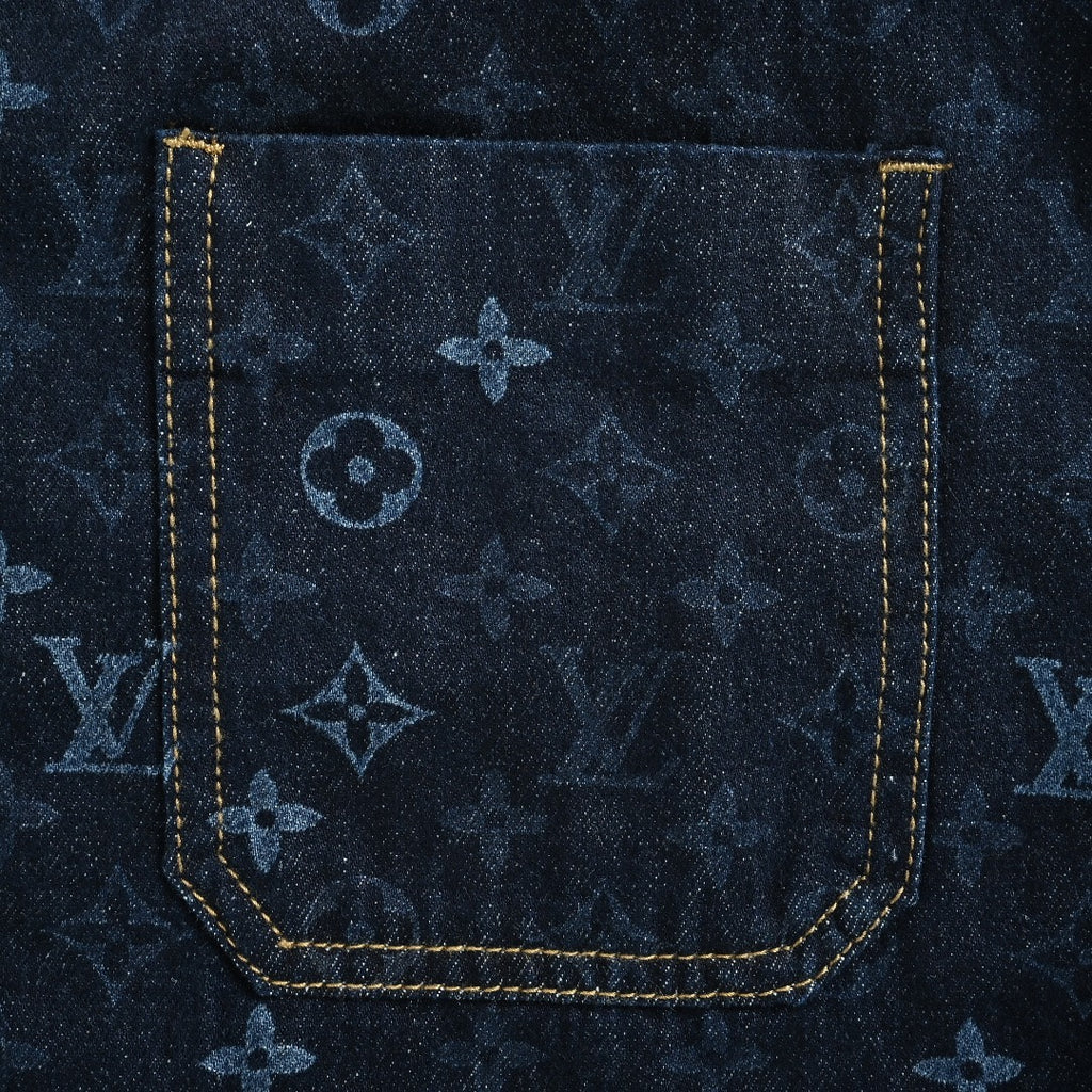 Louis Vuitton Monogram Denim Workwear Zip Jacket in Dark Indigo