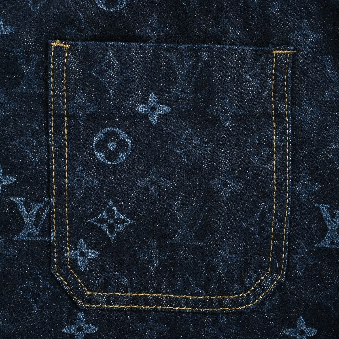 Louis Vuitton Monogram Denim Workwear Zip Jacket in Dark Indigo