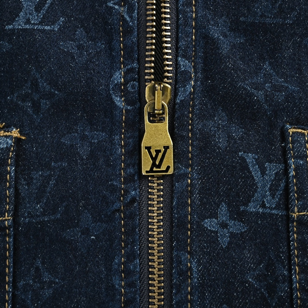 Louis Vuitton Monogram Denim Workwear Zip Jacket in Dark Indigo