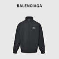 Balenciaga Black Embroidered Logo Cotton Poplin Stand-Collar Jacket