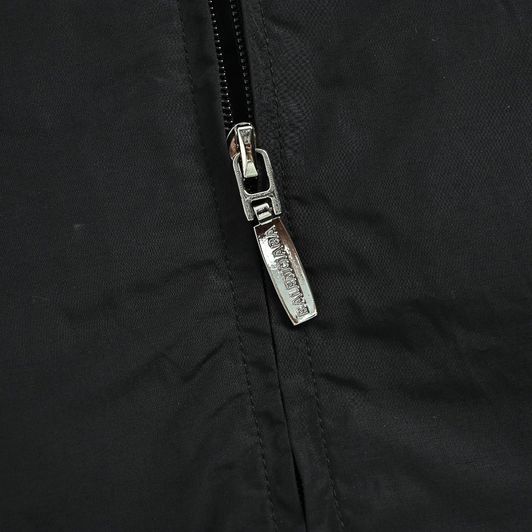 Balenciaga Black Embroidered Logo Cotton Poplin Stand-Collar Jacket