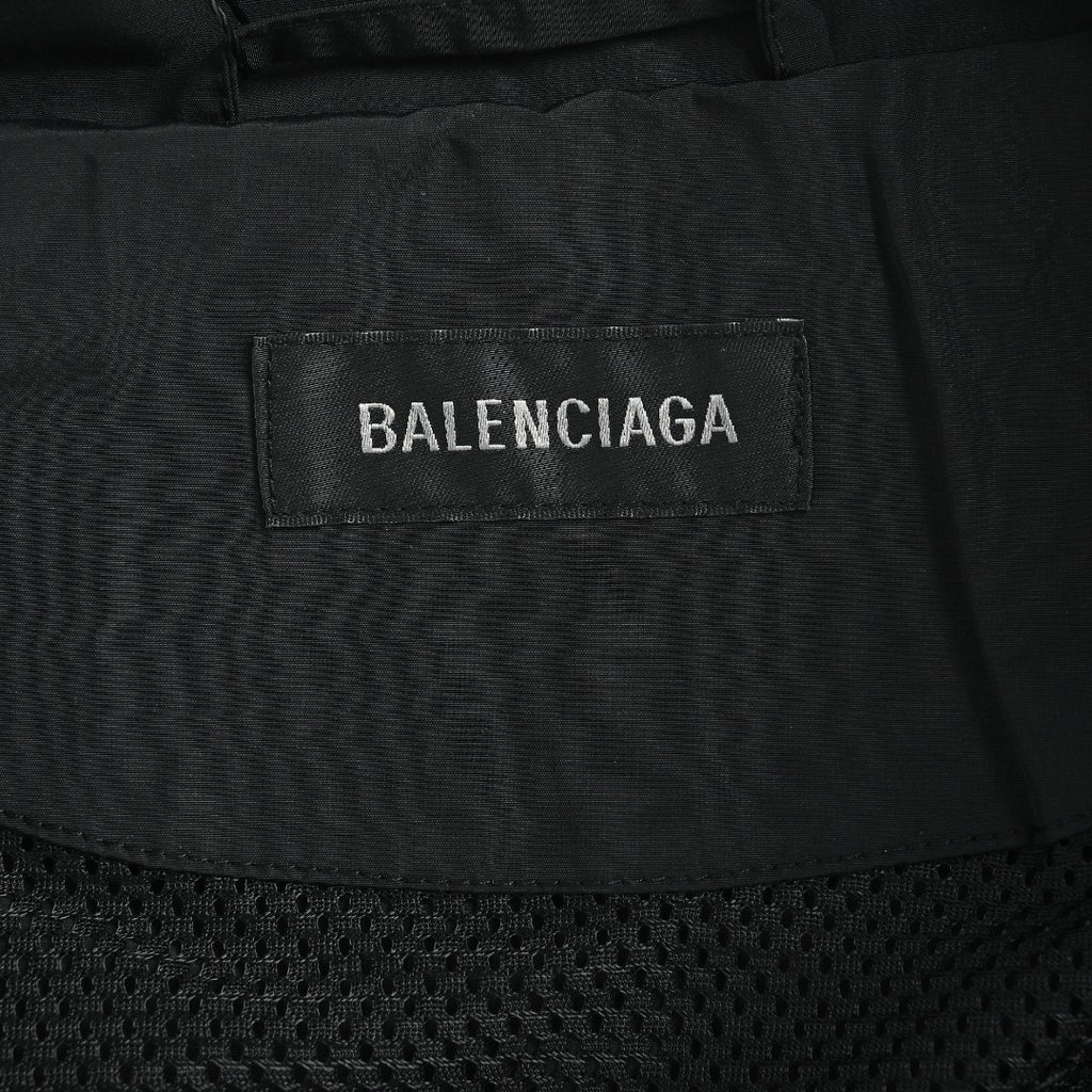 Balenciaga Black Embroidered Logo Cotton Poplin Stand-Collar Jacket