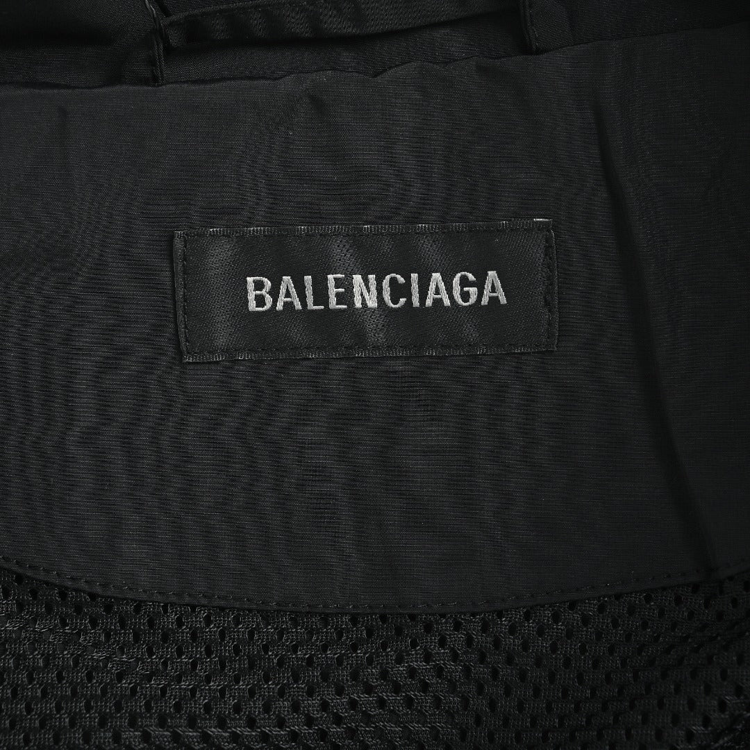 Balenciaga Black Embroidered Logo Cotton Poplin Stand-Collar Jacket