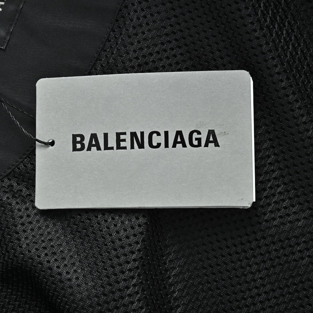 Balenciaga Black Embroidered Logo Cotton Poplin Stand-Collar Jacket