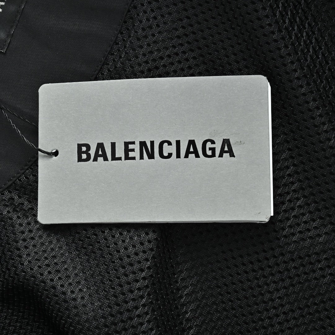 Balenciaga Black Embroidered Logo Cotton Poplin Stand-Collar Jacket