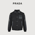 Prada Black Varsity Jacket with Logo Chest Pocket