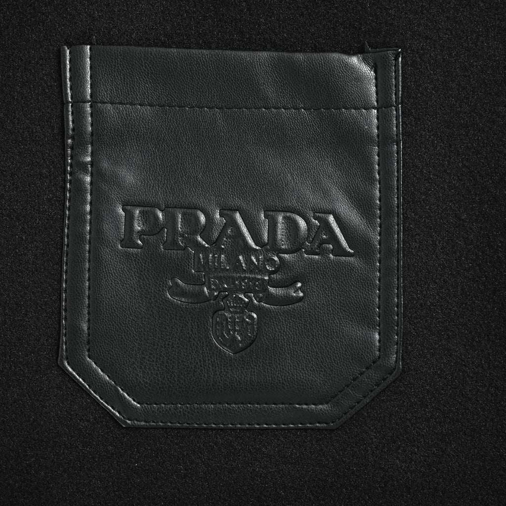 Prada Black Varsity Jacket with Logo Chest Pocket