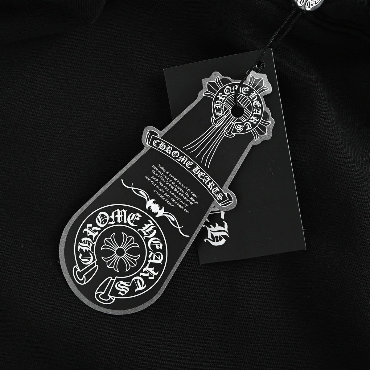 Chrome Hearts Multicolor Horseshoe Embroidered Distressed Hoodie | Black
